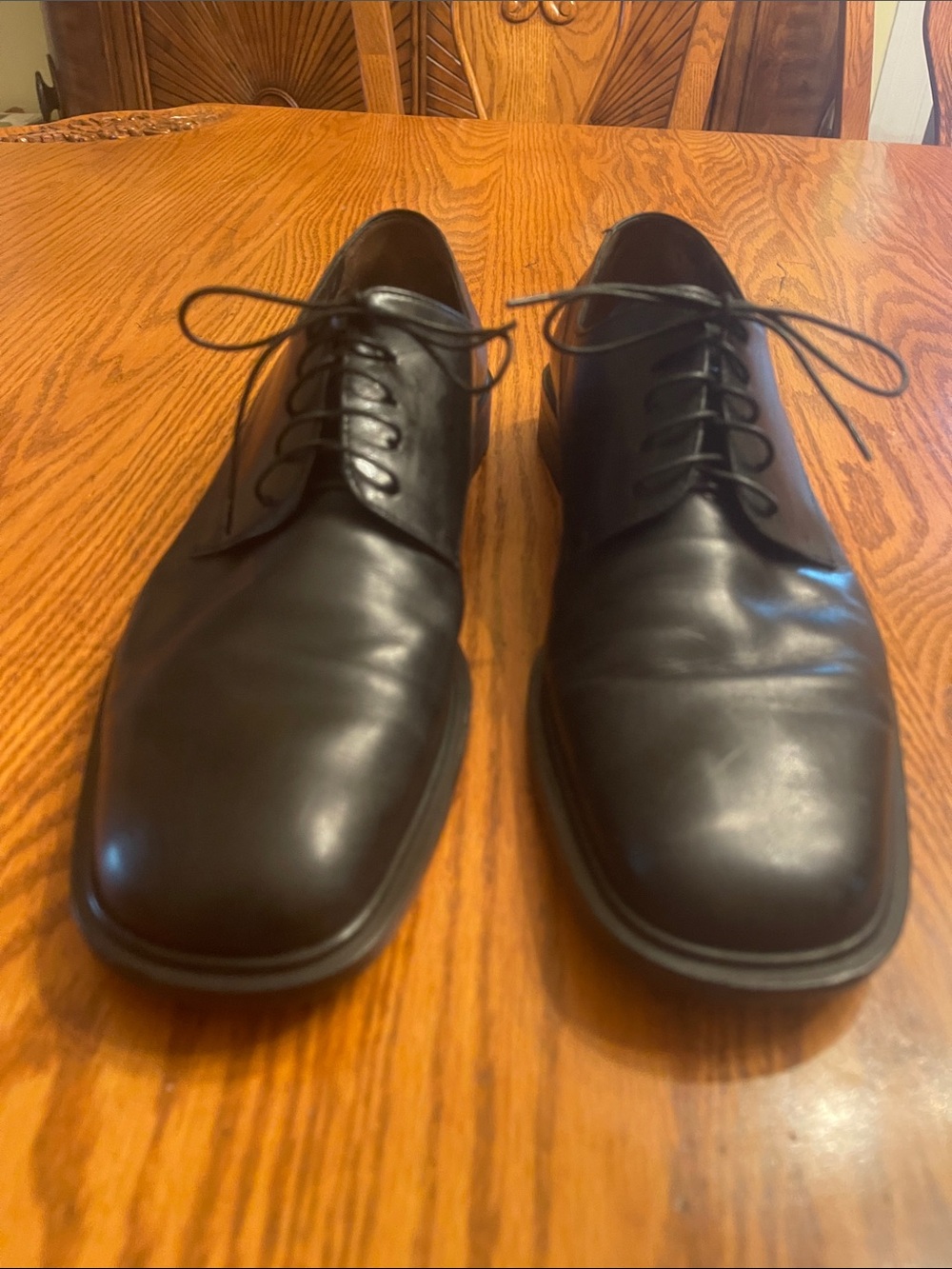 Salvatore Ferragamo Black Leather Lace-Up Oxfords